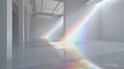 Canvas Print - a white room with a rainbow on the floor
