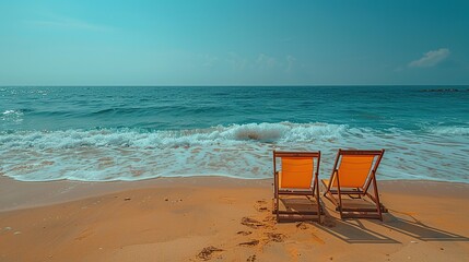 Wall Mural - Relaxing Beach Chairs on a Sunny Day