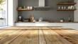 © putri syakilla - wooden table with modern kitchen background