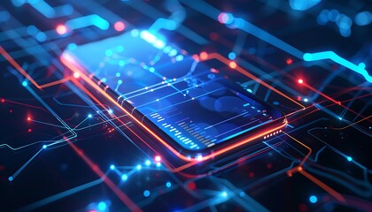 Aufkleber - Smartphone on a futuristic circuit board