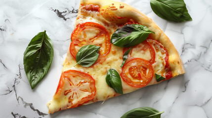 Wall Mural - Dairy-free margherita pizza with fresh basil tomato slices and vegan cheese