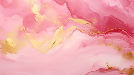 Sticker - abstract pink painting background texture. pink paint and gold in a marble design