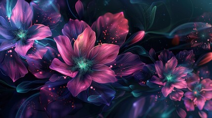 Wall Mural - Glowing Floral Fantasy