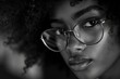 © Vlad - Wearing Eyeglasses. Young African American Woman with Attractive Beauty in Background