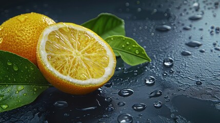 Sticker - Fresh Lemons with Water Drops