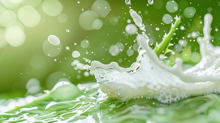 Canvas Print - Water Drop Splashing on a Green Leaf