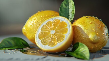 Poster - Lemons with Water Droplets