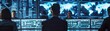 © Chanoknan - A team of professionals monitors global data on large screens in a modern control room, focusing on information and analytics.