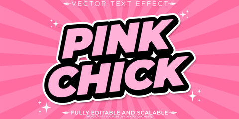 Poster - Girly text effect, editable feminine and retro customizable font style