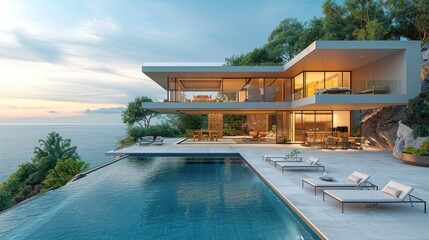 Modern Cliffside Villa with Infinity Pool