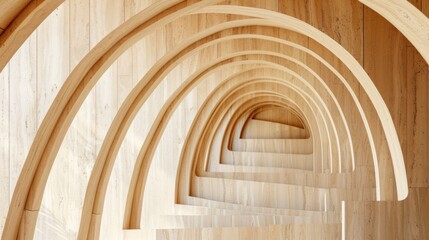 Poster - Abstract Wooden Arches Interior Design