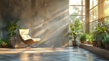 Wall Mural - Sunlight Streaming into a Modern Living Room