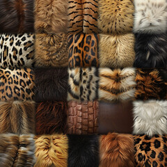 seamless animal fur and leather collage