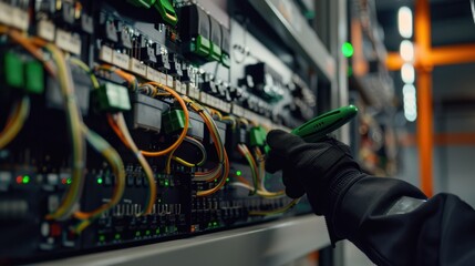 Wall Mural - The technician inspecting control panel