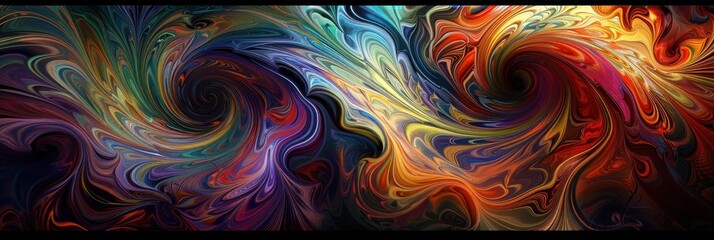 Wall Mural - An abstract art piece with swirling patterns and vibrant colors, creating a sense of movement and energy.