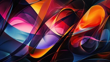 Wall Mural - A dynamic abstract design with overlapping shapes and vibrant colors, creating a sense of energy and excitement.