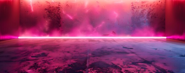 Wall Mural - soft neon pink glow backdrop for beauty product concept display with copy space