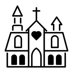 Sticker - A beautiful wedding chapel, line style icon