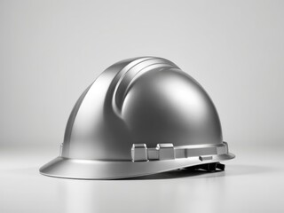 Wall Mural - silver color construction hard hat on white background