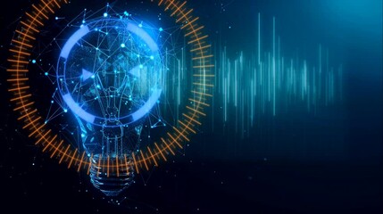 Wall Mural - Digital Light Bulb with Technology Art. Seamless looping time-lapse 4k video animation background