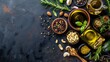 © Juan - Assorted spices and herbs on dark rustic background