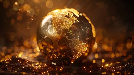 Poster - Golden Illuminated Globe