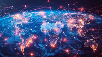 Canvas Print - Global Network and Connectivity