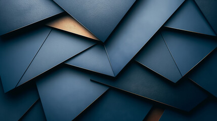 Wall Mural - geometric shapes and black lines on a dark blue gradient background, modern minimalist style, sharp 