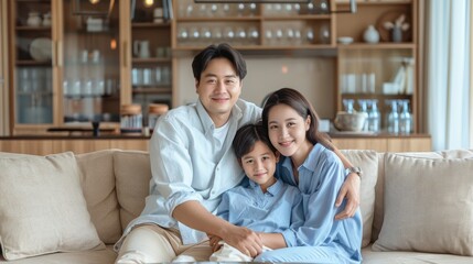 Wall Mural - The happy family on couch