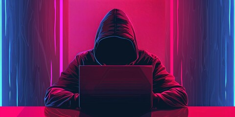 Futuristic Hacker in Polygonal Digital Network