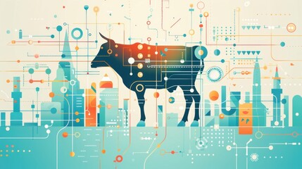 Poster - Livestock ledger, secure data management, flat design illustration