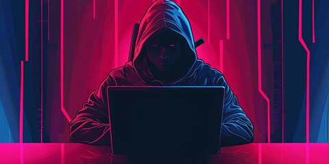 Futuristic Hacker in Polygonal Digital Network