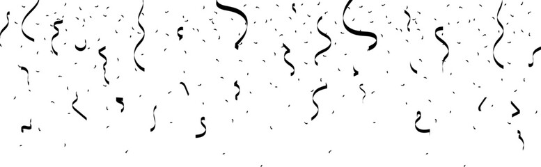 falling black and white confetti isolated on transparent background. festive background. bright fest
