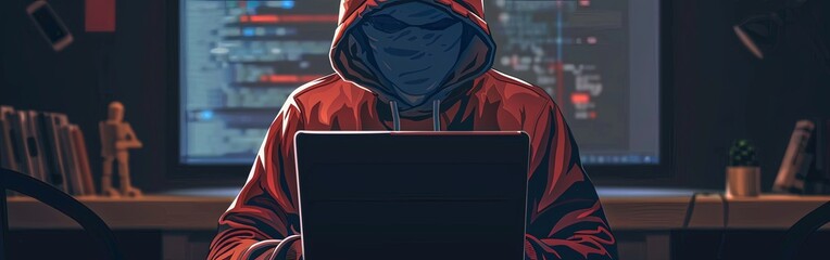 Futuristic Hacker in Polygonal Digital Network