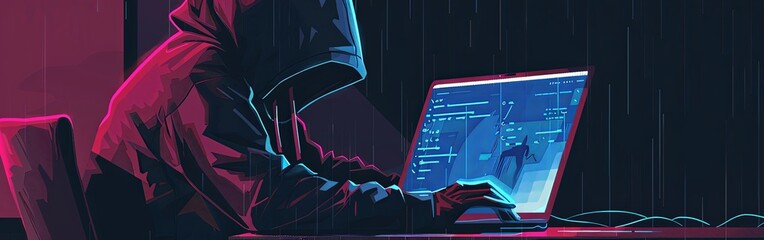 Futuristic Hacker in Polygonal Digital Network