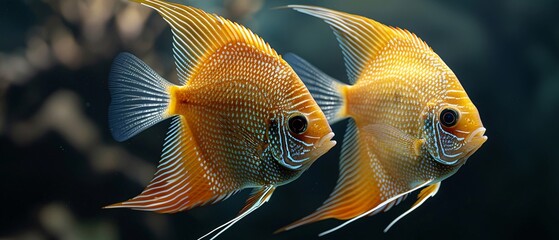 Angelfish in aquariums.