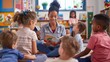 © Nathaphat - Engaging Storytime: Teacher Reading to Children in Colorful Classroom