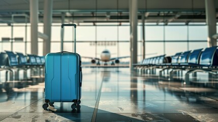 Poster - The suitcase at airport terminal