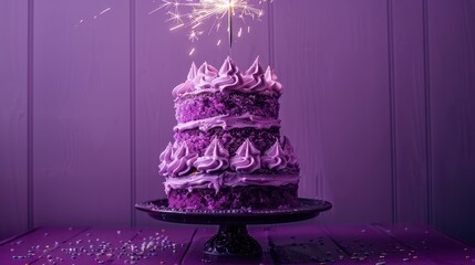 Canvas Print - The purple birthday cake