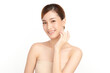 © kitthanes  - Beautiful young asian woman with clean fresh skin on white background, Face care, Facial treatment, Cosmetology, beauty and spa, Asian women portrait.