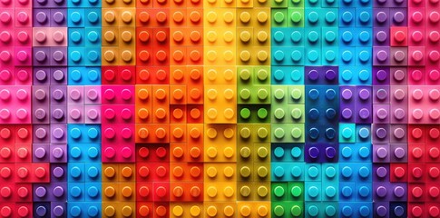 Canvas Print - Colorful Lego background with LEGO bricks arranged in a symmetrical pattern.