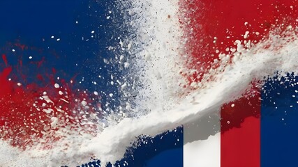 Wall Mural - colorful french flag blue white red color holi paint powder explosion isolated background. france europe celebration soccer travel tourism concept Generative AI