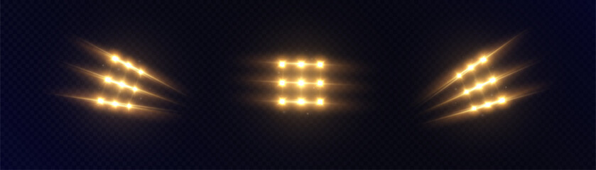 Aufkleber - Stadium floodlight isolated set of LED strobe lights for lighting stage, stadium, podium, advertising presentations.