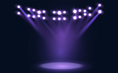 Leinwandbilder - Stadium light. Set of purple spotlights for sporting events.  Adobe Illustrator Artwork