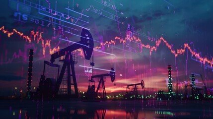 Wall Mural - The oil industry at dusk