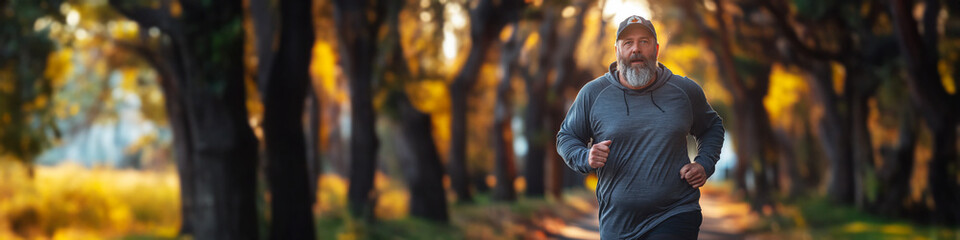 Overweight man going for a run