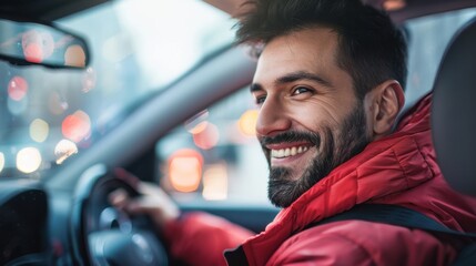 Wall Mural - The smiling car driver