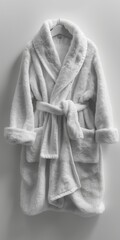 Wall Mural - white hotel fleece bathrobe on a white background