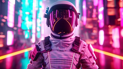 Wall Mural - Astronaut in Neon City.