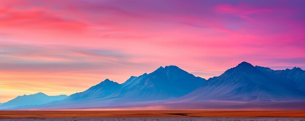 Poster - Mountain Range at Sunset.